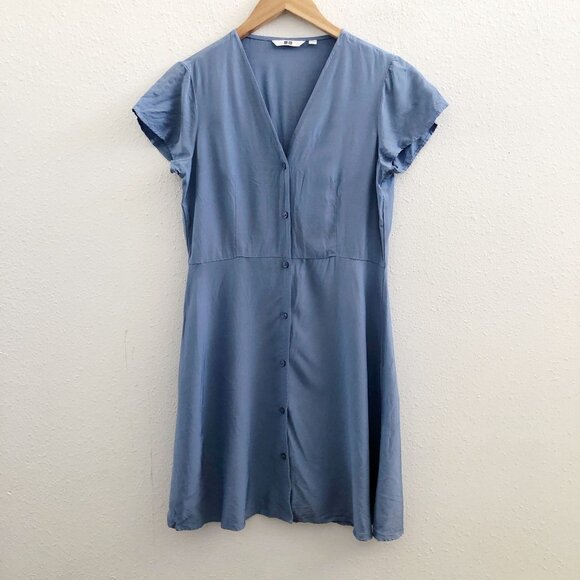 UNIQLO V-Neck Short-sleeve Flare Dress Size Small - Picture 2 of 11
